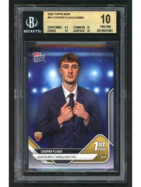 2025 Topps Now NBA #D1 Cooper Flagg 1st Overall Pick Rookie (RC) BGS 10 Pristine